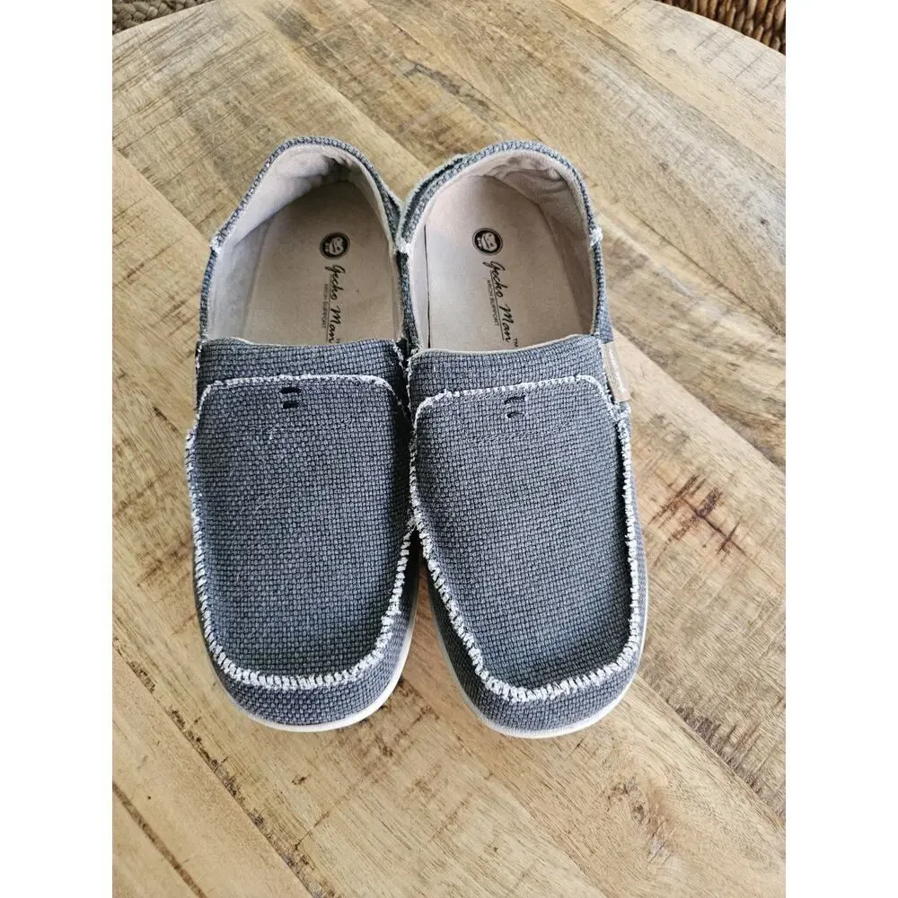 Gecko Man Mens 11 Wide Gray Casual Comfort Slip On Slide Loafer Deck Shoes